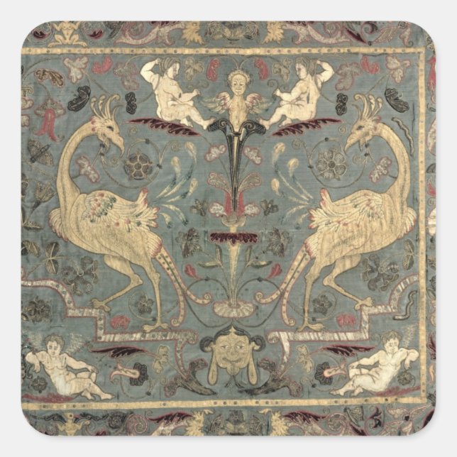 Sticker Carré Valance of Renaissance design, 17th century (silk) (Devant)