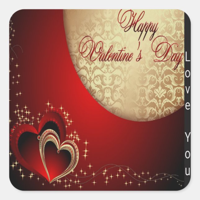 Sticker Carré Valentine Love You Heart (Devant)
