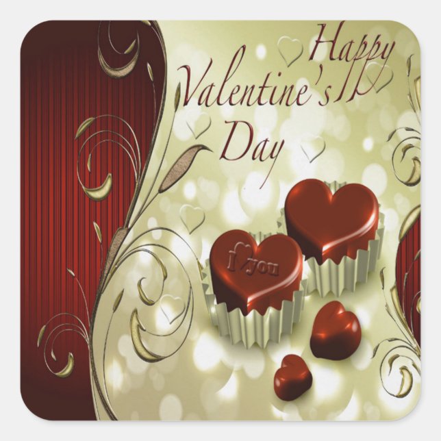 Sticker Carré Valentine Love You Heart 2 (Devant)