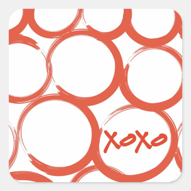 Sticker Carré Valentine peint XOXO (Devant)