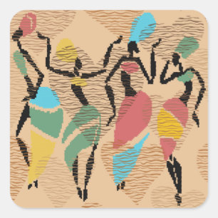Sticker Carré Valentines africaines, motif femme africaine