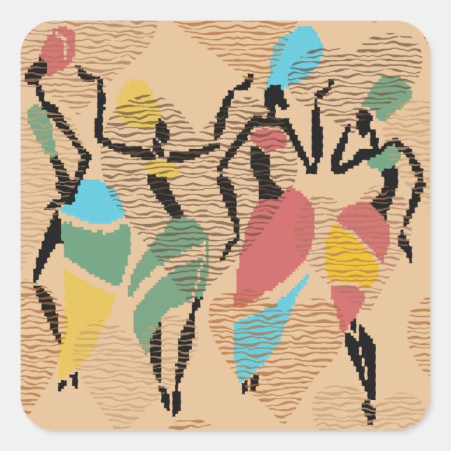 Sticker Carré Valentines africaines, motif femme africaine (Devant)