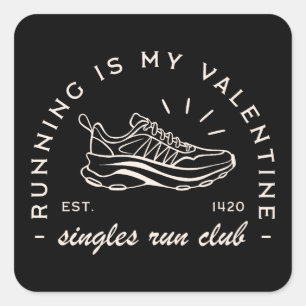Sticker Carré Valentine's Day runner amusant citations simples