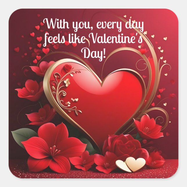 Sticker Carré Valentines de coeur Red-Gold (Devant)