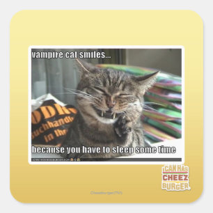 Sticker Carré vampire chat sourit