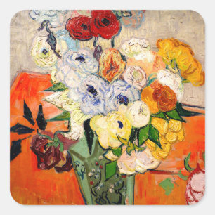 Sticker Carré Van Gogh Roses and Anemones