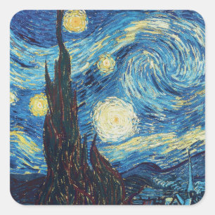 Sticker Carré Van Gogh Starry Classic Nuit Impressionnisme Art