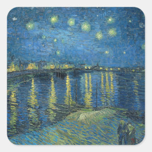 Sticker Carré Van Gogh Starry Nuit Rhône Peinture