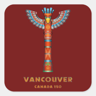 Sticker Carré Vancouver (AVANT JÉSUS CHRIST) Canada - totem