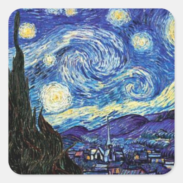 Sticker Carré VanGogh, Starry Night, célèbre peinture (Devant)