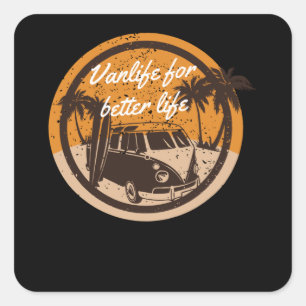 Sticker Carré Vanlife pour une vie meilleure
