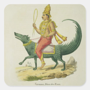 Sticker Carré Varuna, Dieu des Océans, gravée par Charles Eti