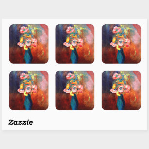 Sticker Carré Vase éthérée des fleurs