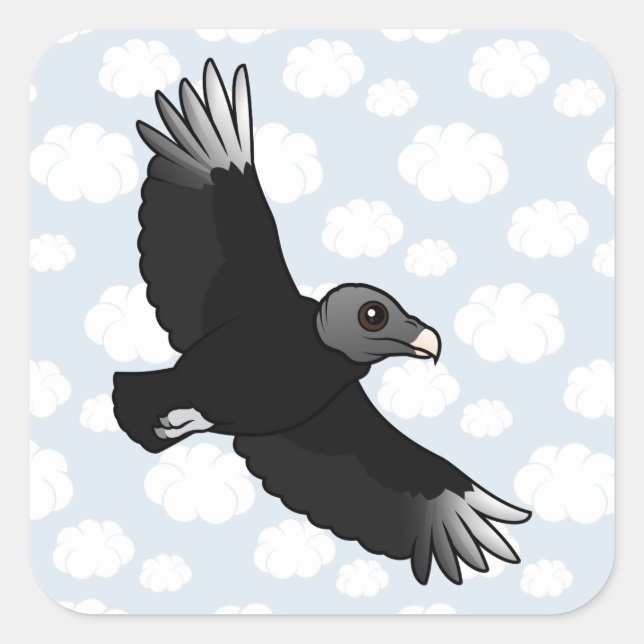 Sticker Carré Vautour noir volant (Devant)