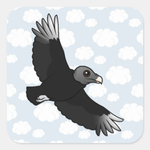 Sticker Carré Vautour noir volant