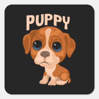 Sticker Carré Vector mignon chien de chiot drôle