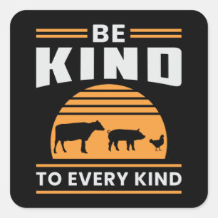 Sticker Carré Veganism Vegan Veggie Animaux Droits Drôle Cadeau