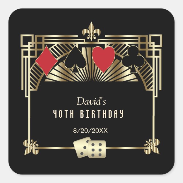 Sticker Carré Vegas Casino Royale Great Gatsby 40e anniversaire (Devant)