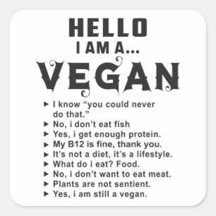 Sticker Carré Vegetarian Vegetarian Vegetables Véganisme Funny C