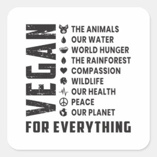 Sticker Carré Vegetarian Vegetarian Vegetables Véganisme Funny C