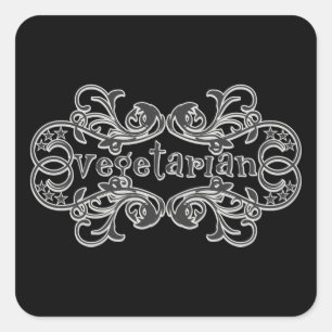 Sticker Carré Végétarien vintage