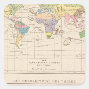 Sticker Carré Vegetationsgebiete, carte d'atlas de Thiere