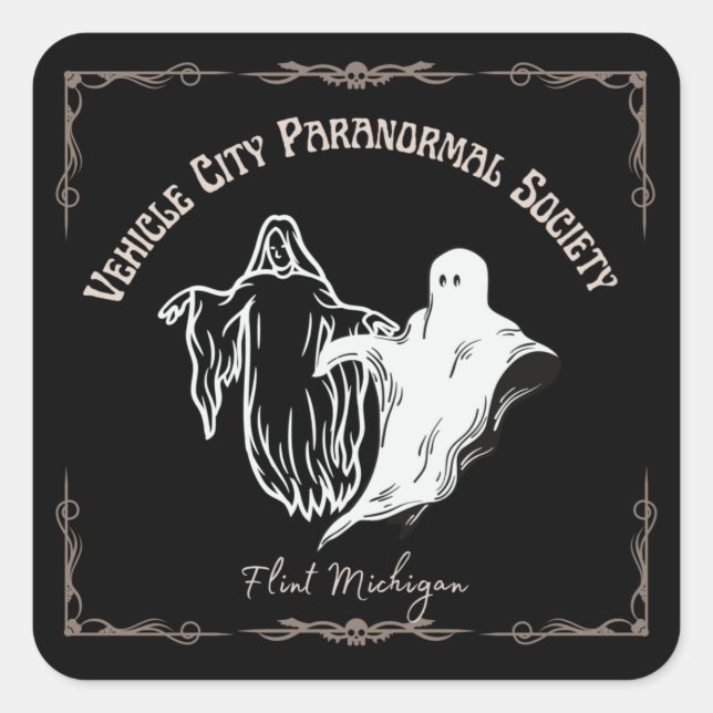 Sticker Carré Véhicule Ville Paranormal Society Flint Michigan (Devant)