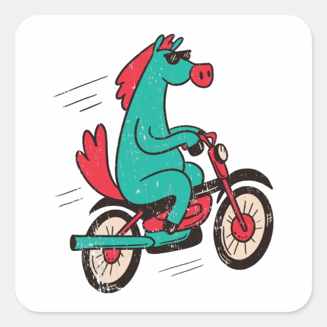 Sticker Carré Vélo cool Cartoon Horse (Devant)