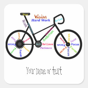 Sticker Carré Vélo de motivation, bicyclette, faisant un cycle,