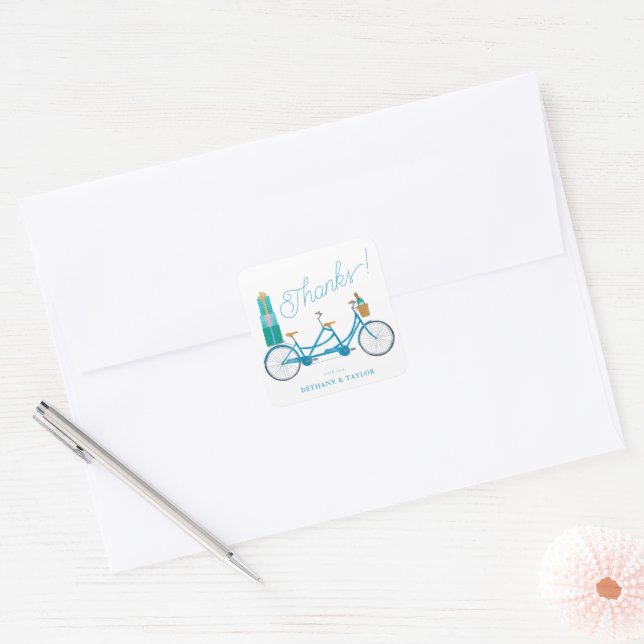 Sticker Carré Vélo pour deux VTT aquarelle (Enveloppe)