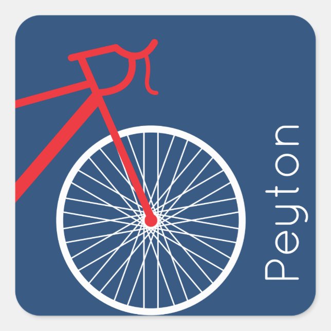 Sticker Carré Vélo rouge et blanc (Devant)