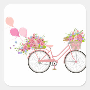 Sticker Carré Vélo Whimsical Rose