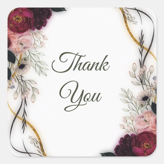 Sticker Carré Velvet Plum Garden Floral Greenery Wedding  (Devant)