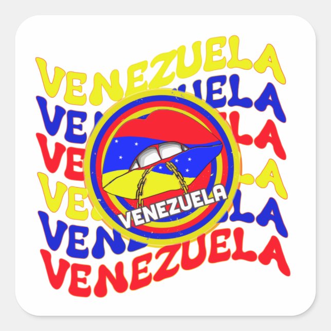 Sticker Carré Vénézuélienne Drapeau vénézuélienne Fierté lèvres (Devant)