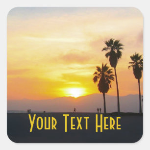 Sticker Carré Venice Beach California Sunset Souvenir Carré Sti