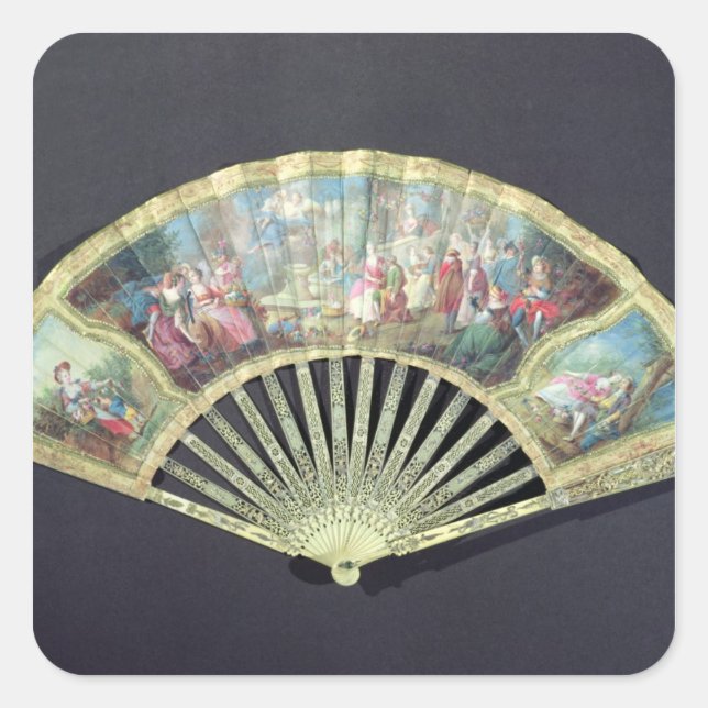 Sticker Carré Ventilateur de cour, français, 18ème siècle (ivoir (Devant)