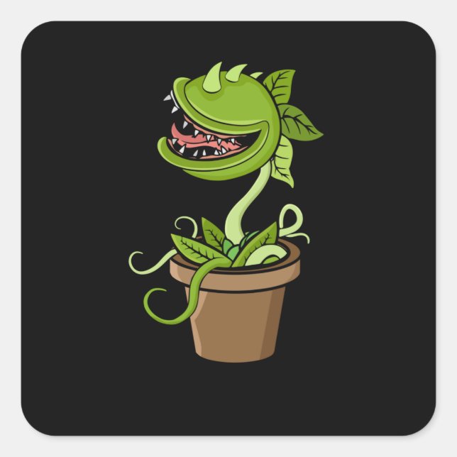 Sticker Carré Vénus Trap Plante Cadeau Hommes Carnivore Plantes (Devant)