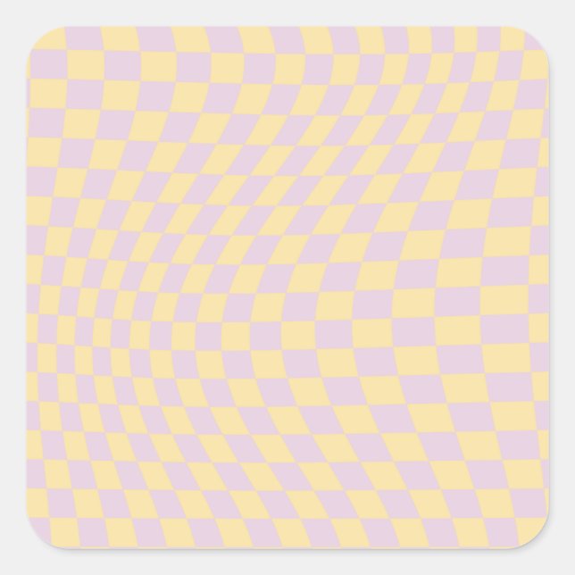 Sticker Carré Vérifier Lilac Jaune Checkerboard À damiers Motif (Devant)