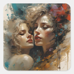 Sticker Carré Véritable amour lesbien