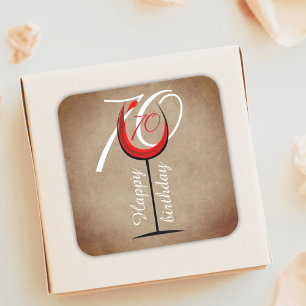 Sticker Carré Verre rouge rustique 70e anniversaire