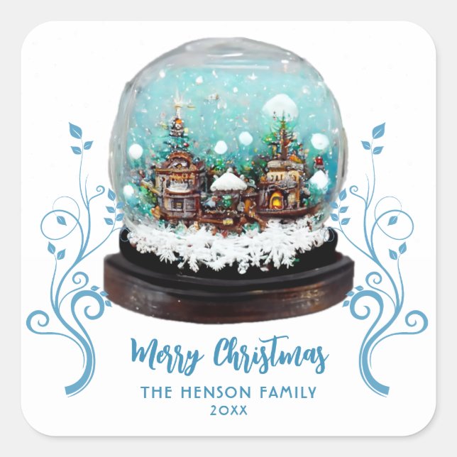 Sticker Carré Verre Snowball Village d'hiver Foliing Noël (Devant)