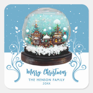 Sticker Carré Verre Snowball Village d'hiver Foliing Noël