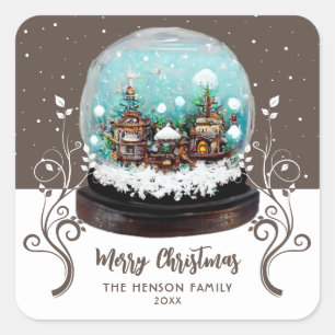 Sticker Carré Verre Snowball Village d'hiver Foliing Noël