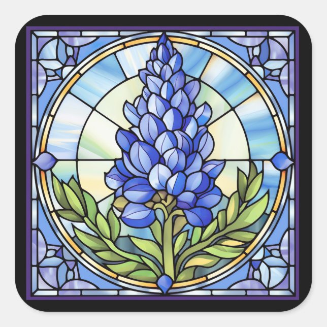 Sticker Carré Verre texan Bluebonnet (Devant)
