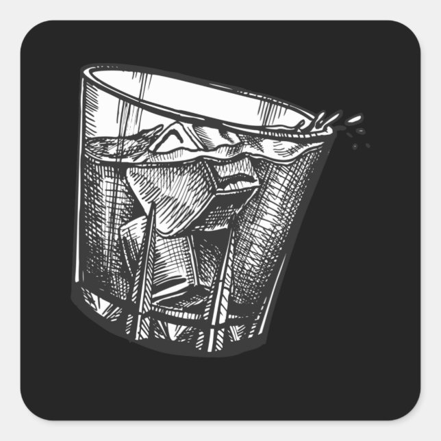 Sticker Carré Verre Whiskey (Devant)
