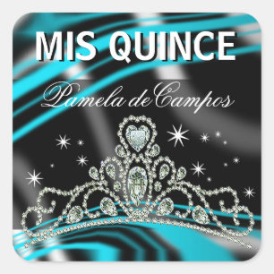Sticker Carré Verrouillé Quinceañera Sparkling Tiara