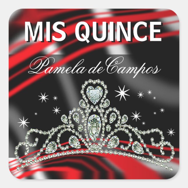 Sticker Carré Verrouillé Quinceañera Sparkling Tiara (Devant)