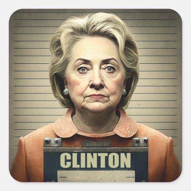 Sticker Carré Verrouillez-La ! - Hillary Clinton (Devant)