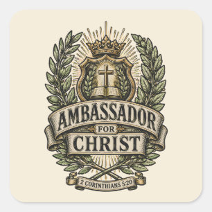 Sticker Carré Verset de la Bible chrétienne de la couronne de cr