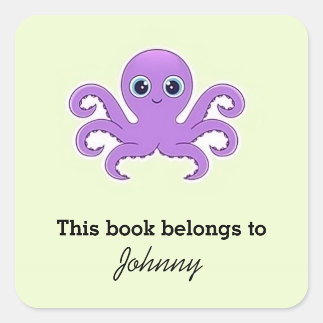 Sticker Carré Vert octopus mou violet (Devant)